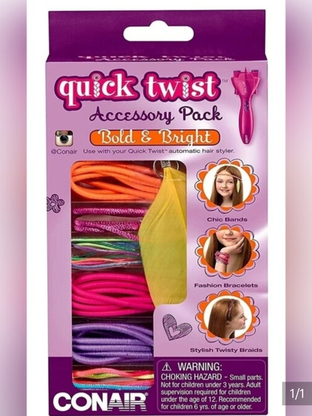 LOT OF 4 BOXES ConairQuick Twist Accessory Pack -Bold & Bright & Sparkle & Shine